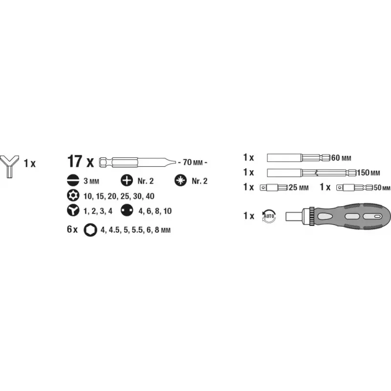 Schroevendraaier-bitset KWB 106800 63-delig