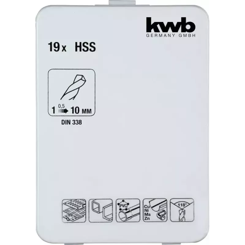 Borenset KWB 421856 19 stuks spiraalboren 1,0 - 10 mm