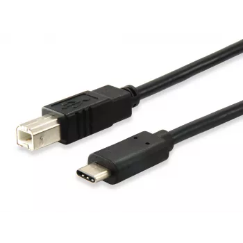 Equip USB 2.0 Type-C-naar-Type-B-kabel, 1 m, USB B, USB C, USB 2.0, stekker/stekker, zwart