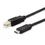 Equip USB 2.0 Type-C-naar-Type-B-kabel, 1 m, USB B, USB C, USB 2.0, stekker/stekker, zwart