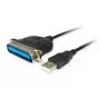Equip USB-A naar parallel (Centronics 36) adapterkabel, 1,5 m, zwart