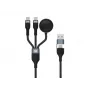 USB A naar 2× USB-C 3-in-1 snellaad-datakabel Conceptronic ETTA08B15 — 1,5 m, USB 2.0, 5 A, Apple Watch oplader, 100 W E‑Mark