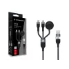 USB A naar 2× USB-C 3-in-1 snellaad-datakabel Conceptronic ETTA08B15 — 1,5 m, USB 2.0, 5 A, Apple Watch oplader, 100 W E‑Mark