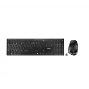 CHERRY DW 9500 slank toetsenbord muis inbegrepen universeel RF draadloos + Bluetooth AZERTY Frans zwart, grijs
