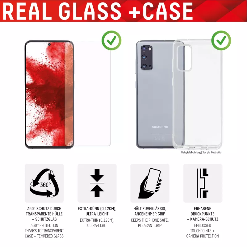 Displex displayschermfolie + hoesje voor Samsung Galaxy A53 5G, gehard glas