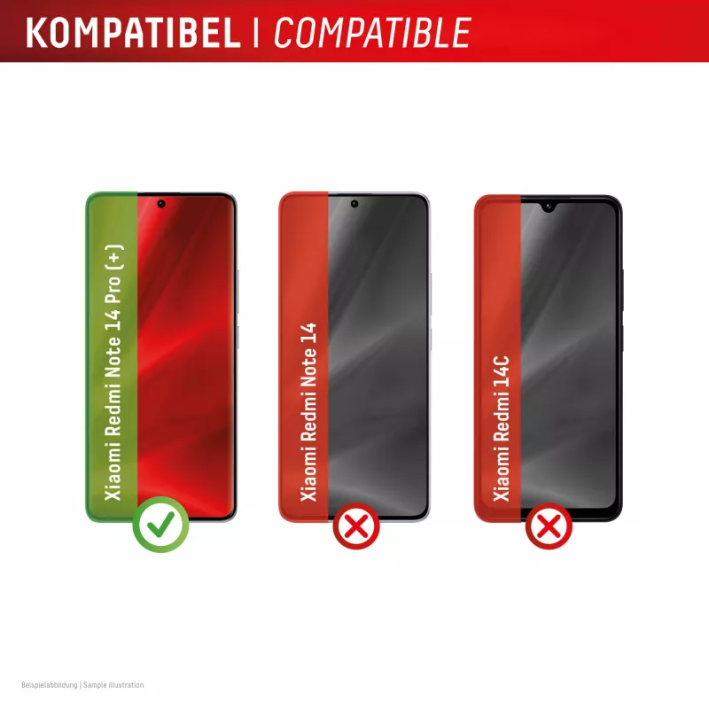 Displex Premium beeldschermbeschermglas (Full Cover, 10H) voor Xiaomi Redmi Note 13 Pro+/Note 14 Pro(+), Eco montageframe, Full Cover