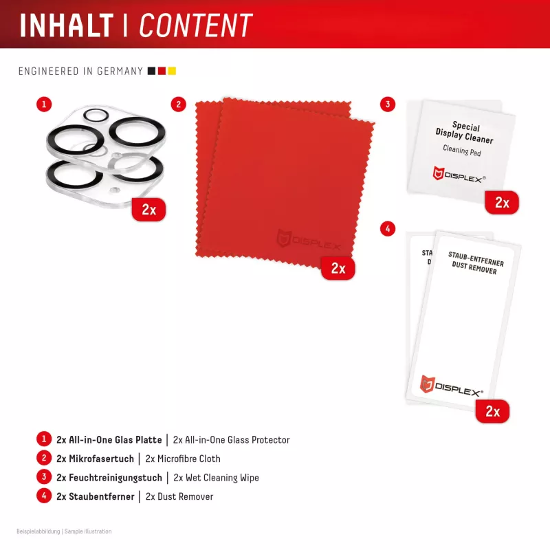 Displex Full Cover camera-lensglas iPhone 15/15 Plus, 10H, volledige camerabescherming, Quick Mount, 2 stuks
