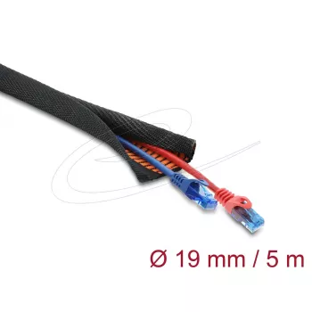 DELOCK kabelbeschermingsslang zelfsluitend dubbellaags 5 m x 19 mm zwart