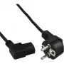 InLine netkabel, CEE 7/7 haaks / 3-polig IEC C13 links haaks, zwart, 1,8 m
