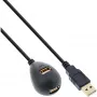 InLine USB 2.0-kabel Type-A stekker / bus, met voet, zwart, 2 m