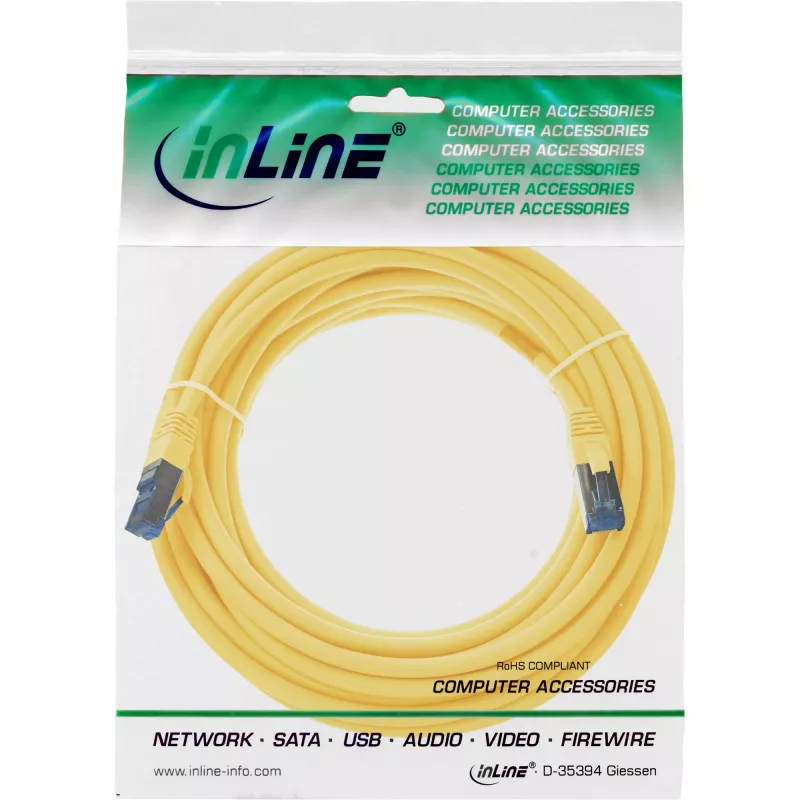 InLine patchkabel S/FTP PiMF Cat.6A halogeenvrij 500MHz geel 10 m