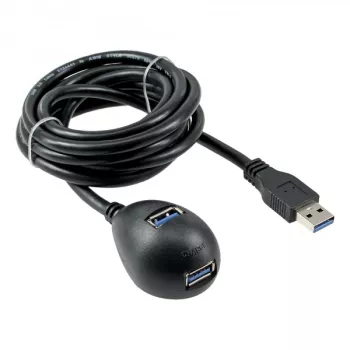 InLine USB 3.2 Gen.1-kabel USB Type-A M / A F + stroom, met standaard, zwart, 2 m