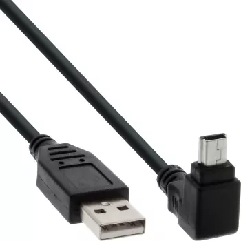 InLine USB Type-A stekker / mini-5-pins stekker 90° naar boven afgewinkeld, zwart, 0,5 m