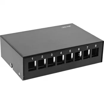 InLine desktop consolidatiepuntdoos 8x Keystone RJ45, metaal, zwart RAL9005