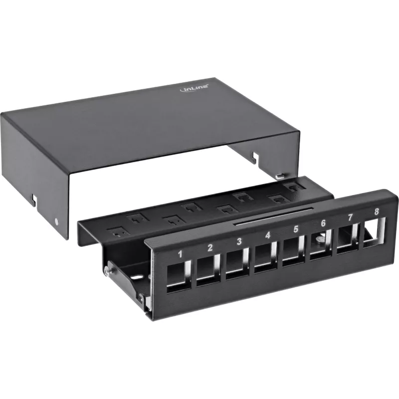 InLine desktop consolidatiepuntdoos 8x Keystone RJ45, metaal, zwart RAL9005