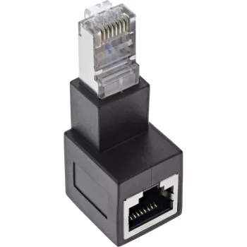 InLine patchkabel-adapter Cat.6A, RJ45 stekker / bus, 90° naar beneden afgewinkeld