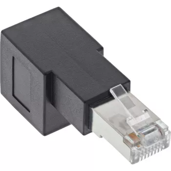 InLine patchkabel-adapter Cat.6A, RJ45 stekker / bus, 90° naar beneden afgewinkeld