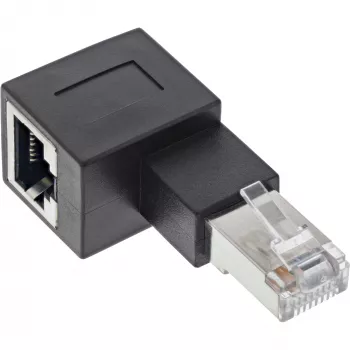 InLine patchkabel-adapter Cat.6A, RJ45 stekker/bus, 90° naar links afgewinkeld