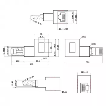 InLine patchkabel-adapter Cat.6A, RJ45 stekker/bus, 90° naar links afgewinkeld