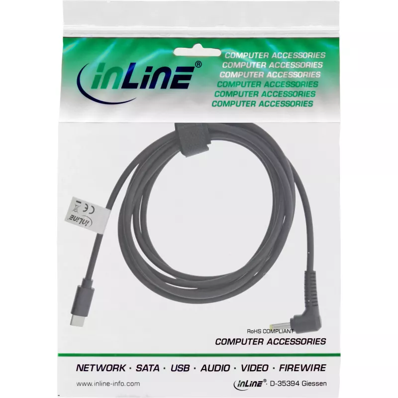 InLine USB-C naar BenQ/ASUS notebook (rond/klein) oplaadkabel, 2m