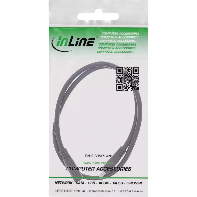 InLine DC-verlengkabel, DC-stekker/bus 3,5x1,35mm, AWG 18, zwart 2m