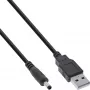 InLine USB DC-stroomadapterkabel, USB A stekker naar DC-stekker 4,0x1,70mm, zwart, 1m