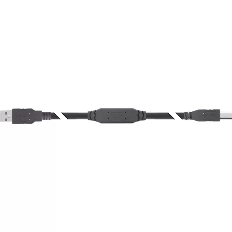 InLine USB 2.0 actieve kabel, USB-A stekker naar USB-B stekker, 15 m, 15 m, USB A, USB B, USB 2.0, 0,48 Gbit/s, zwart