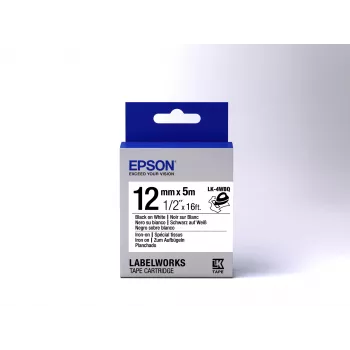 Epson labelcartridge Iron on LK-4WBQ zwart/wit 12mm (5m)