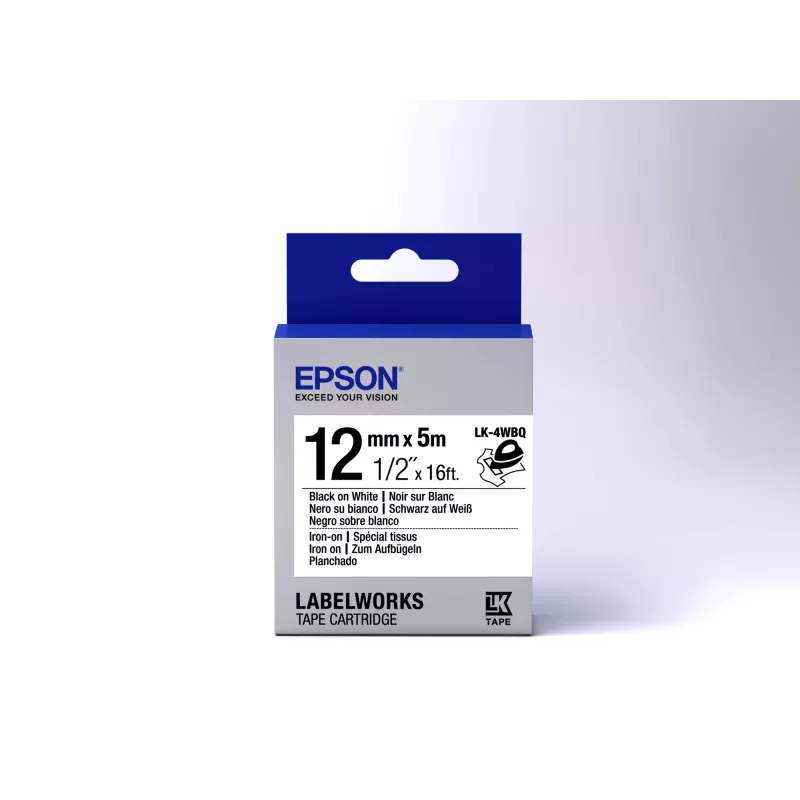 Epson labelcartridge Iron on LK-4WBQ zwart/wit 12mm (5m)