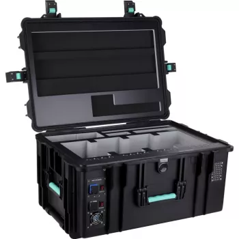DEQSTER 10-744118 mobiele oplader tablet zwart, turquoise AC binnen, buiten