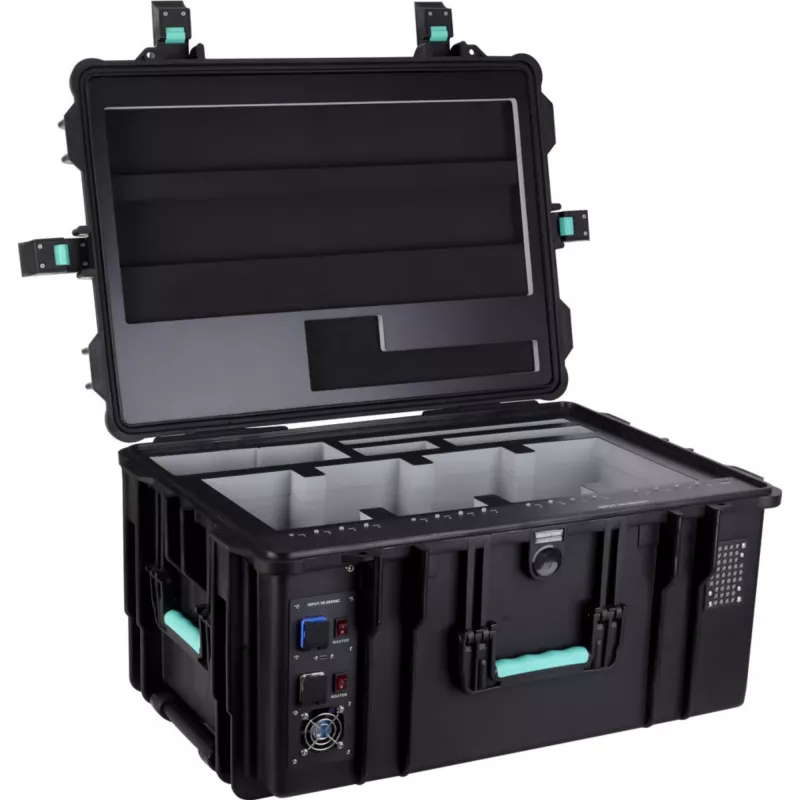DEQSTER 10-744118 mobiele oplader tablet zwart, turquoise AC binnen, buiten