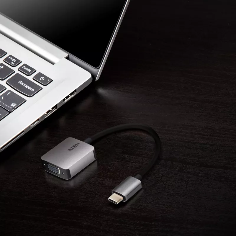 ATEN USB-C-naar-VGA-adapter, USB Type-C, VGA (D-Sub), stekker, bus, recht, recht