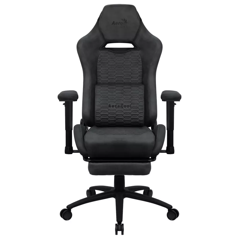 Universele gamingstoel AEROCOOL ROYALSLATEGR — gevoerde zitting, grijs, stalen frame, max. gebruikersgewicht 150 kg