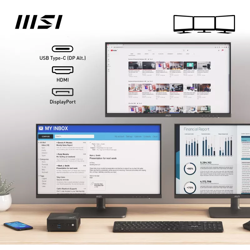 MSI Cubi N ADL-006DE Intel® N N200 4 GB DDR4-SDRAM 128 GB SSD Windows 11 Pro mini-pc zwart