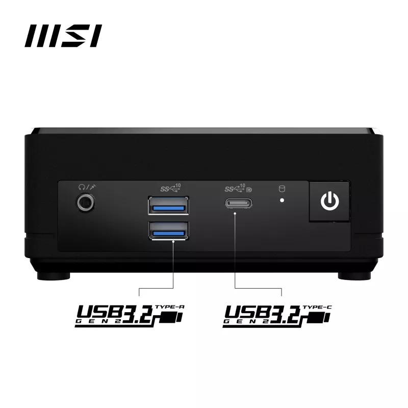 MSI Cubi N ADL-006DE Intel® N N200 4 GB DDR4-SDRAM 128 GB SSD Windows 11 Pro mini-pc zwart