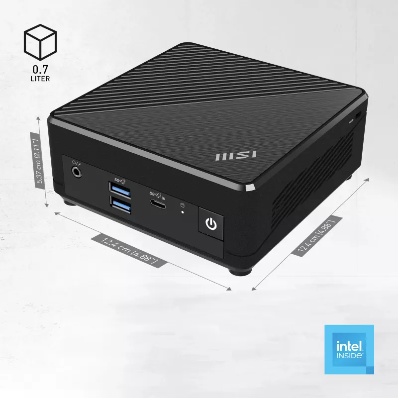 MSI Cubi N ADL-006DE Intel® N N200 4 GB DDR4-SDRAM 128 GB SSD Windows 11 Pro mini-pc zwart