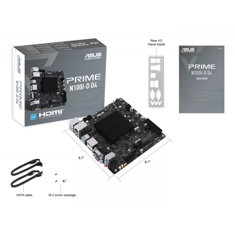 Moederbord ASUS PRIME N100I-D D4, Intel chipset, NA socket, mini ITX