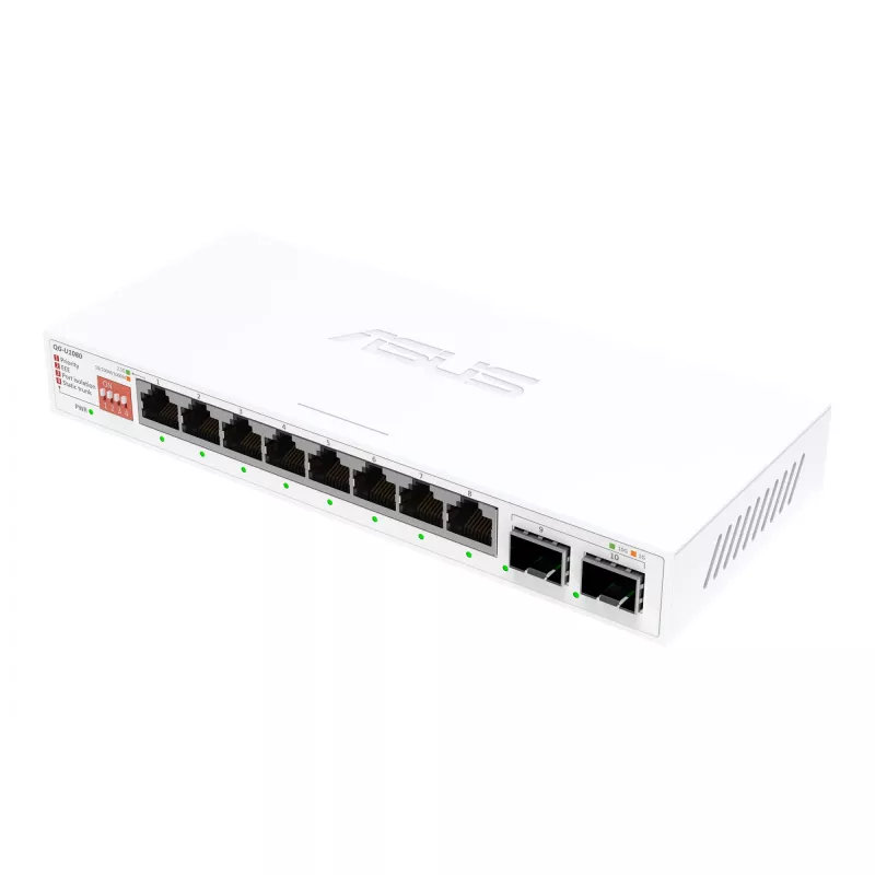 Unmanaged Ethernet-switch ASUS QG-U1080 — 8 × 2,5G RJ-45-poorten, MAC 16K, wit, 12V