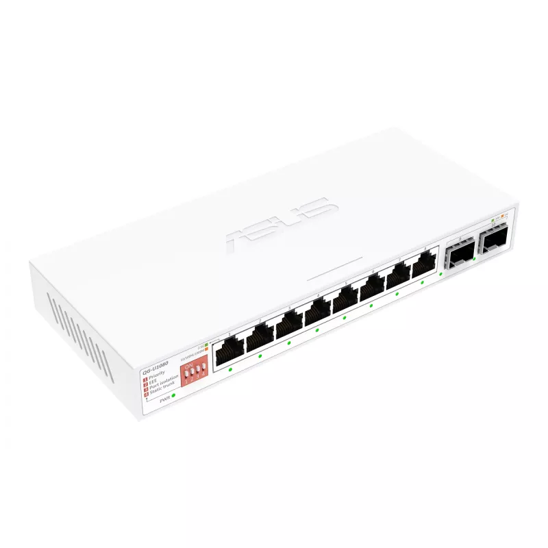 Unmanaged Ethernet-switch ASUS QG-U1080 — 8 × 2,5G RJ-45-poorten, MAC 16K, wit, 12V