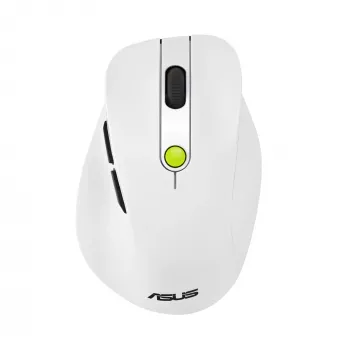 Muis ASUS MD105 /VT-GN — rechtshandig RF draadloos + Bluetooth, 2400 DPI, scrollwiel, op batterij, wit/groen