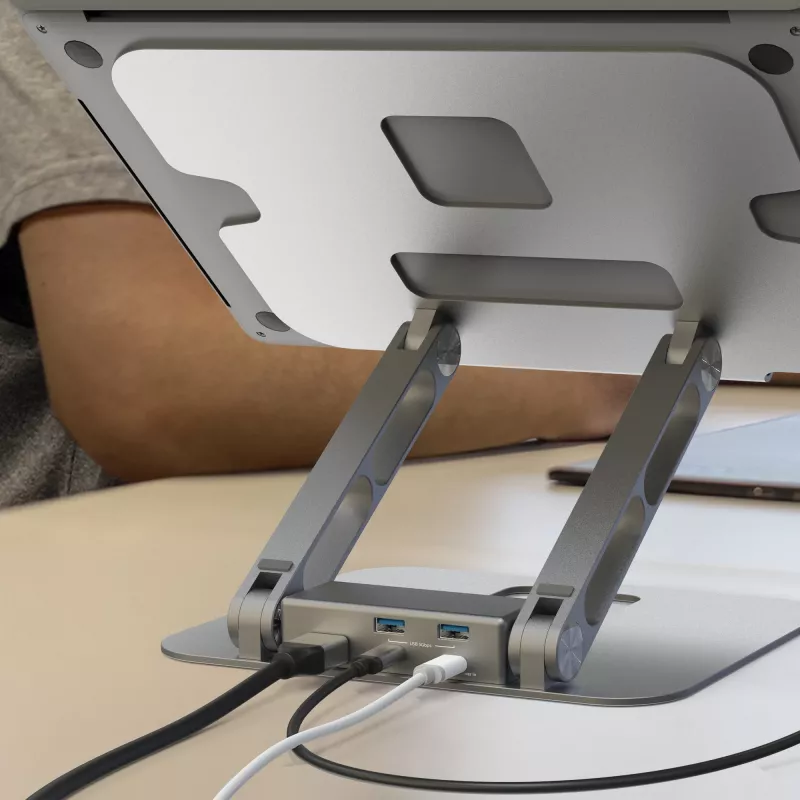 j5create JTS327 Multi-Angle 4K Docking Stand, laptopstandaard, grijs, aluminium, 40,6 cm (16 inch), 4 kg, Windows-laptop / Mac