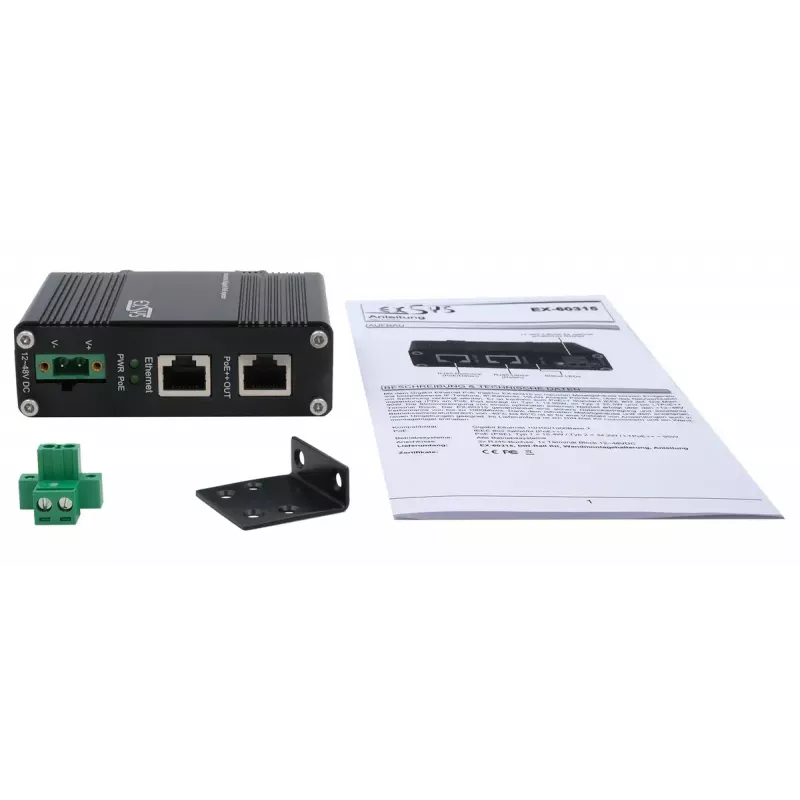 EXSYS PoE++ Gigabit injector 90W -40°C tot +80°C