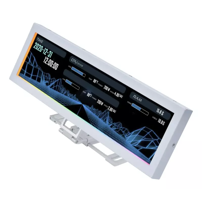 Displaypaneel Lian Li SM088W — universeel behuizingsdisplay, wit, 237×73×13 mm, 5 V ingang