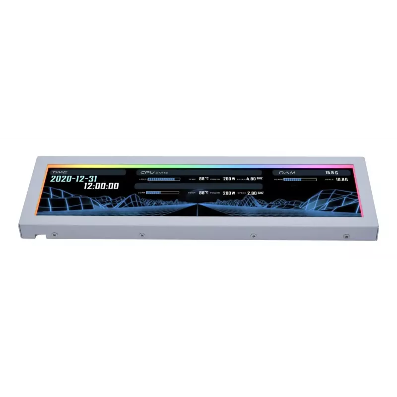 Displaypaneel Lian Li SM088W — universeel behuizingsdisplay, wit, 237×73×13 mm, 5 V ingang