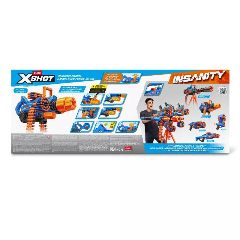 Speelgoed dartblaster Zuru XSHOT Insanity — Smoke N Barrel, inclusief 72 schuimpijlen