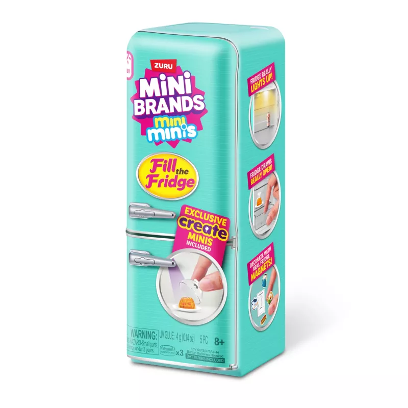 Speelset Zuru Mini Brands Mini Minis Fill the Fridge Playset — verzamelbare miniatuur-voedsel-koelkast-accessoires