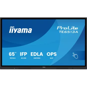 Interactief flatscreen IIYAMA TE6513A-B2AG 64,5 inch (163,8 cm) 4K UHD 500 cd/m² Wi-Fi Android 24/7 touchscreen