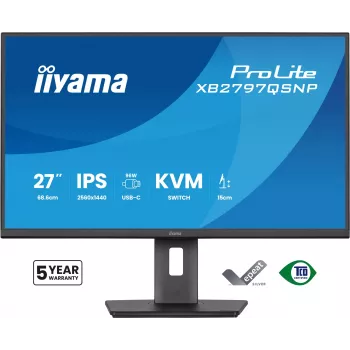 Computermonitor IIYAMA ProLite XB2797QSNP-B1 68,6 cm (27 inch) 2560×1440 QHD LED, 16:9, mat, luidsprekers, USB 3.2-hub, in hoogte verstelbaar, VESA