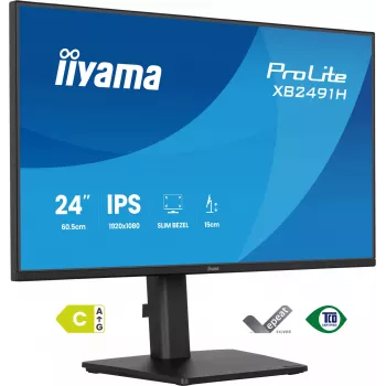 Computermonitor IIYAMA ProLite XB2491H-B1 23,8 inch (60,5 cm) Full HD IPS LCD, 1920×1080, 178° kijkhoek, VESA, in hoogte verstelbaar, zwart