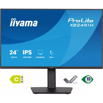 Computermonitor IIYAMA ProLite XB2491H-B1 23,8 inch (60,5 cm) Full HD IPS LCD, 1920×1080, 178° kijkhoek, VESA, in hoogte verstelbaar, zwart